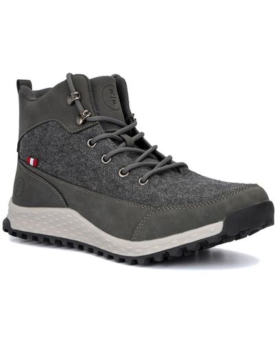 Reserved Footwear Magnus Faux Leather Textured Hiking Boots - Black