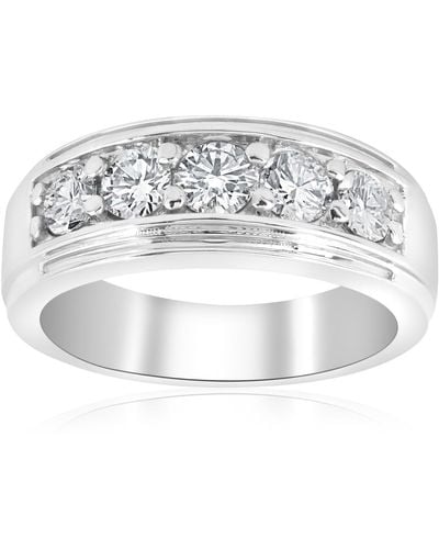 Pompeii3 1 Ct Diamond Five Stone Wedding Ring - Metallic
