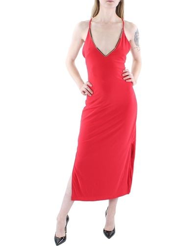 Bebe Juniors Bar Detail Long Maxi Dress - Red