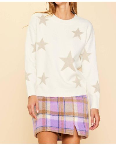 Skies Are Blue Star Pattern Sweater - Natural
