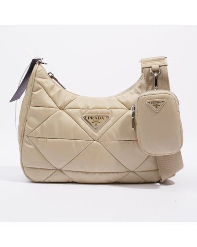 Prada Padded Re-edition 2005 Desert Re Nylon Crossbody Bag - Natural