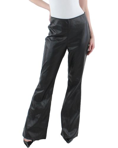 Jessica Simpson Faux Leather High Rise Flared Pants - Gray