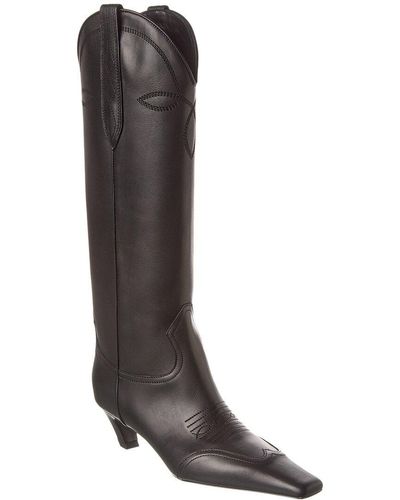 Khaite The Dallas Leather Knee-high Boot - Gray