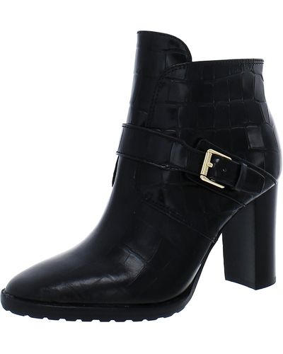 Lauren by Ralph Lauren Mailyn Leather Embossed Ankle Boots - Black