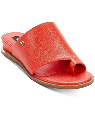 DKNY Daz Leather Casual Slide Sandals - Red