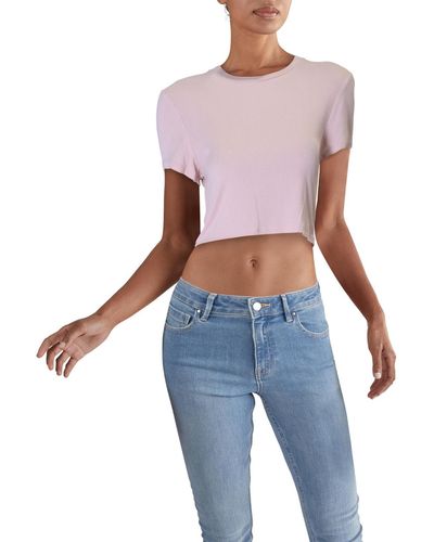 BCBGeneration Ribbed Baby Tee Crop Top - Blue