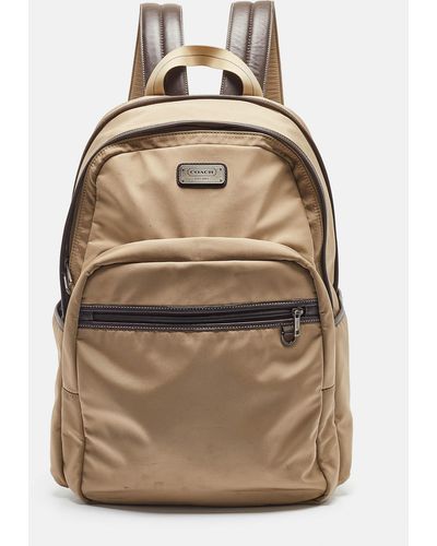 COACH / Leather And Nylon Backpack - Natural