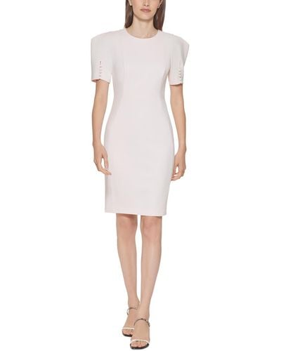 Calvin Klein Petites Work Midi Sheath Dress - White
