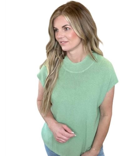 Eesome Alora Cap Sleeve Sweater Top - Green