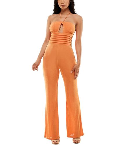 Bebe Peek-a-boo Polyester Jumpsuit - Orange