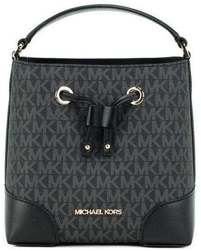 Michael Kors Mercer Small Signature Leather Bucket Crossbody Handbag Purse - Black
