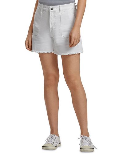 Jen7 Raw Hem Stretch Cutoff Shorts - White
