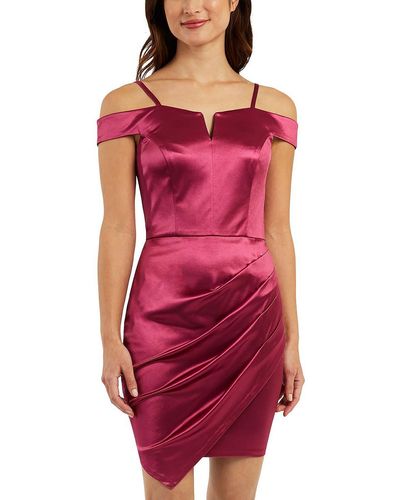 Bcx Satin Asymmetrical Sheath Dress - Red