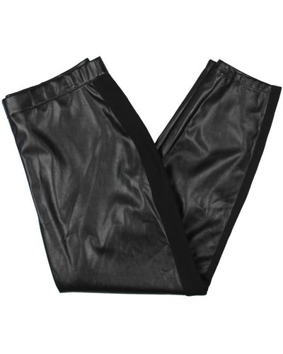 H Halston Faux Leather Side Stripe leggings - Black