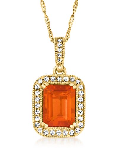 Ross-Simons Fire Opal And . Diamond Pendant Necklace - Orange
