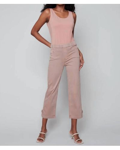 Charlie b Cropped Pull-on Twill Pants With Hem Tab - Pink