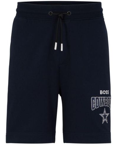 BOSS X Nfl Cotton-terry Shorts With Collaborative Branding - Blue