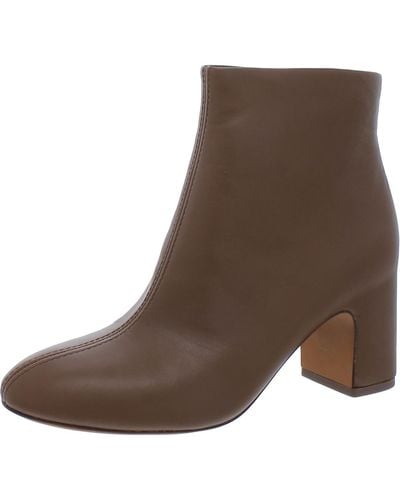 Vince Terri Leather Zip Up Ankle Boots - Brown