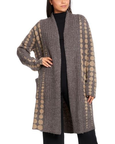 Joseph A Ribbed Knit Duster Sweater - Gray