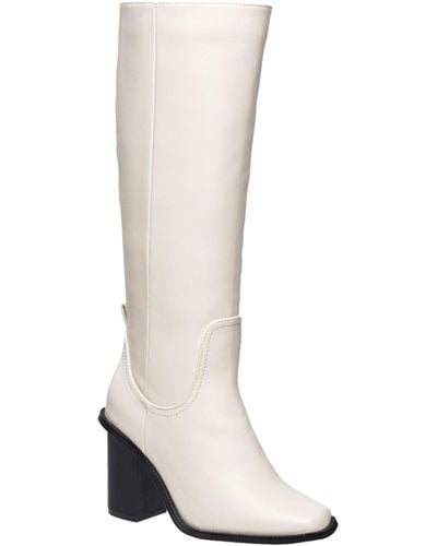 French Connection Hailee Knee High Heel Riding Boots - White