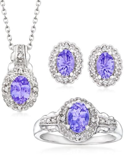 Ross-Simons Tanzanite And . White Topaz Jewelry Set: Necklace - Purple