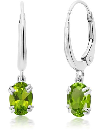 Nicole Miller 10k White Or Yellow Gold Oval Cut 6x4mm Gemstone Dangle Lever Back Earrings For