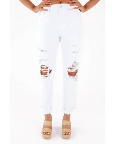 Pistola Presley High Rise Relaxed Roller Jeans - White