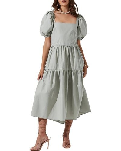 Astr Ilana Cotton Knee Midi Dress - Gray