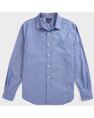 Nautica Big & Tall Classic Fit Dot Print Oxford Shirt - Blue
