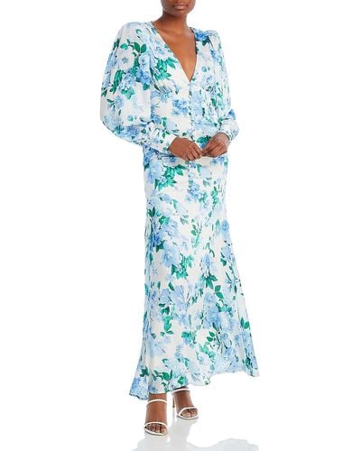 Line & Dot Lisette Chiffon Floral Maxi Dress - Blue
