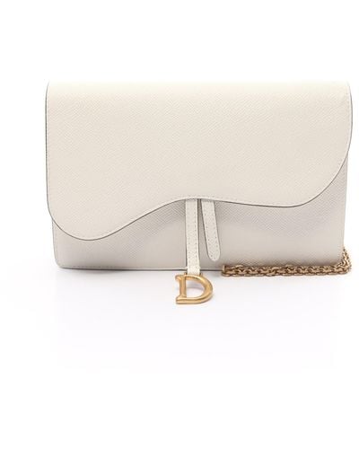 Dior Saddle Bag Shoulder Wallet Leather Off - White