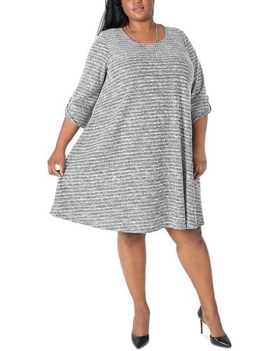 Signature By Robbie Bee Textured Knit Shift Dress - Gray