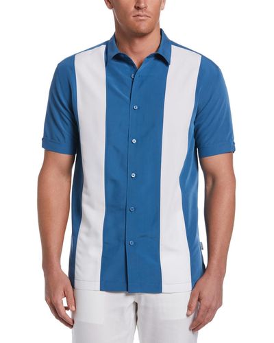 Cubavera Printed Viscose Button-down Shirt - Blue