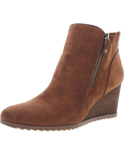 SOUL Naturalizer Haley Zipper Ankle Wedge Boots - Brown