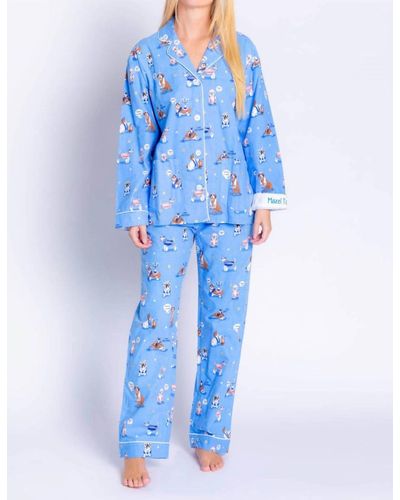 Pj Salvage Happy Pawnukkah Hanukkah Pajamas Set - Blue