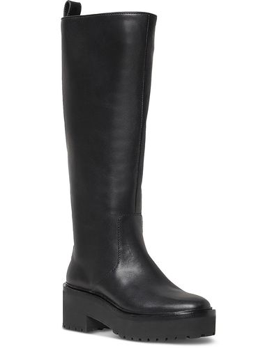 Loeffler Randall Faux Leather Pull On Knee-high Boots - Black