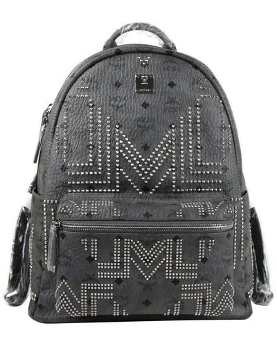 MCM Stark 40 Coated Canvas Medium Studded Backpack Mmk8ave55ep001 - Gray