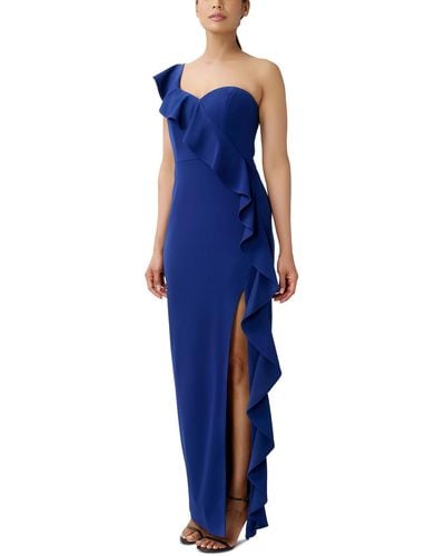 Aidan By Aidan Mattox Cascade Ruffle Polyester Evening Dress - Blue