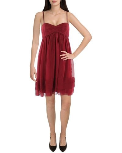 Amanda Uprichard Chiffon Tie Mini Dress - Red