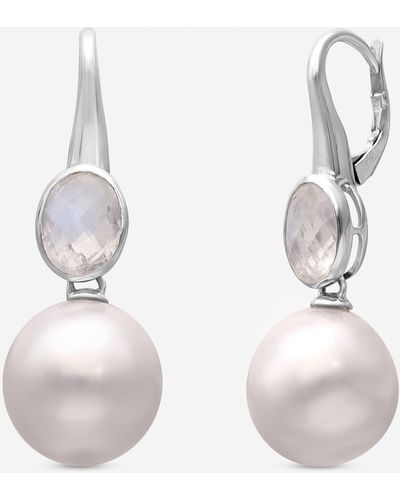 Assael 18k White Gold Briolette Moonstone And South Sea Pearl Drop Earrings