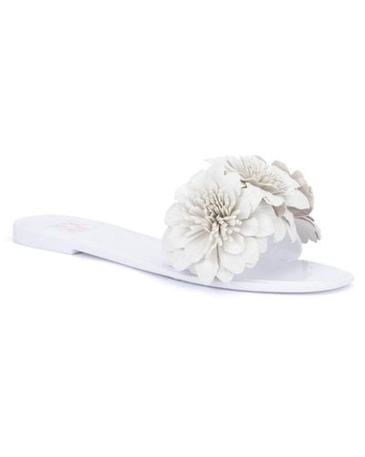 New York & Company Anella Embellished Flat Slide Sandals - White