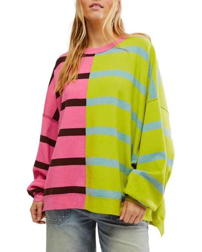 Free People Uptown Stripe Pullover - Yellow