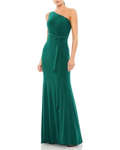 Ieena for Mac Duggal One Shoulder Belted Evening Dress - Green