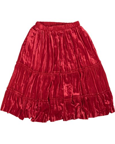 Comme des Garçons Crush Velvet Tier Frill Trim Skirt - Red