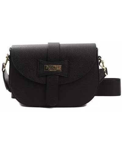 Pompei Donatella Elegant Leather Crossbody Bag - Black
