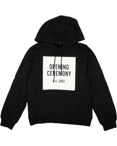 Opening Ceremony White And Cotton Torch Box Logo Hoodie - Black