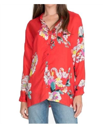 Johnny Was Passion Iris Button Down Shirt - Red