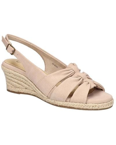 Bella Vita Cheerful Faux Suede Open Toe Wedge Sandals - Natural