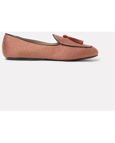 Charles Philip Elegant Rust Silk Tassel Loafers - Pink