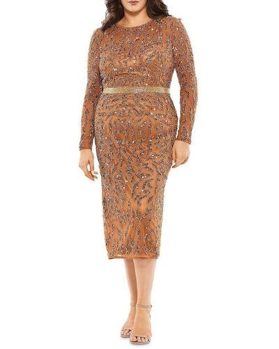 Mac Duggal Plus Sequin Embellished Cocktail And Party Dress - Brown